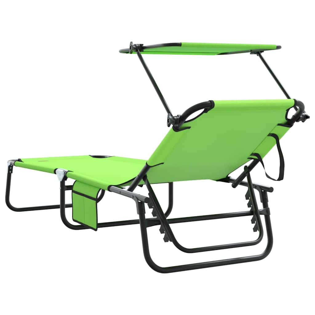 Folding Sun Lounger Folding 2 pcs Green 56 x 190 x 81cm Fabric